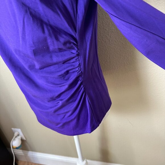 NEW NWT Ann Taylor Drape Neck Knit Top Blouse Shirt Size Large Petite Purple - Picture 3 of 9